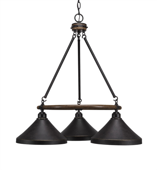 Toltec Lighting - 1766-418-DG - Three Light Chandelier - Blacksmith - Painted Wood-Look Metal & Dark Granite