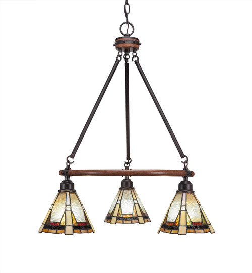 Toltec Lighting - 1766-9345 - Three Light Chandelier - Blacksmith - Painted Wood-Look Metal & Dark Granite