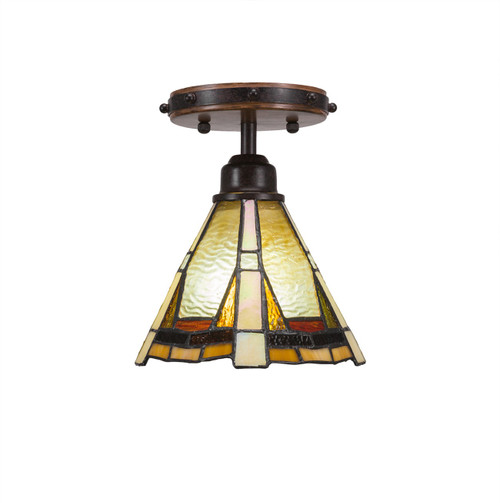 Toltec Lighting - 1767-9345 - One Light Semi-Flush Mount - Blacksmith - Painted Wood-look Metal & Dark Granite