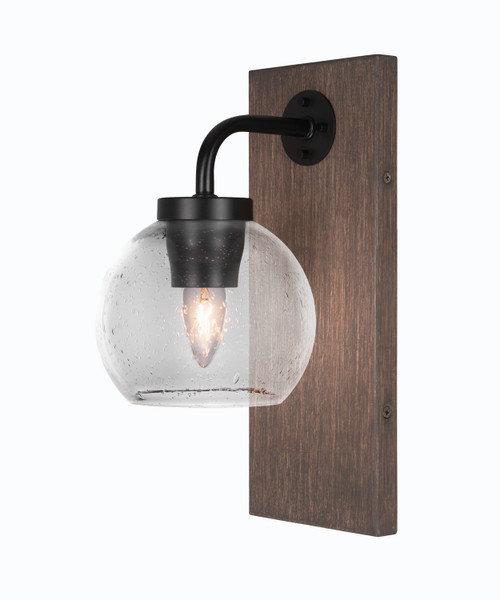 Toltec Lighting - 1771-MBDW-4100 - One Light Wall Sconce - Oxbridge - Matte Black & Painted Distressed Wood-look Metal