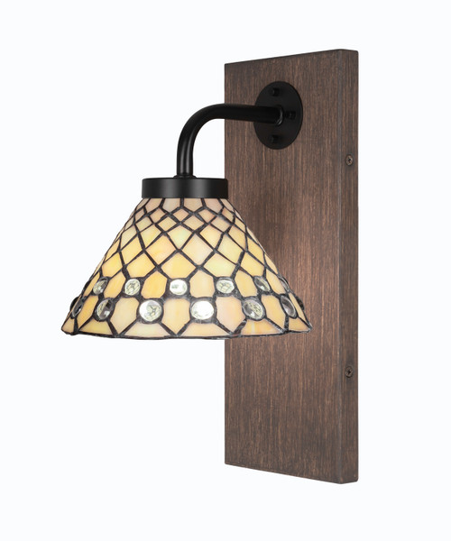 Toltec Lighting - 1771-MBDW-9415 - One Light Wall Sconce - Oxbridge - Matte Black & Painted Distressed Wood-look Metal