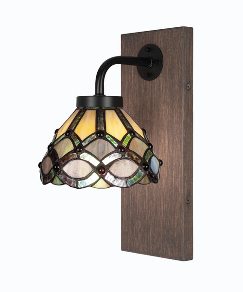 Toltec Lighting - 1771-MBDW-9435 - One Light Wall Sconce - Oxbridge - Matte Black & Painted Distressed Wood-look