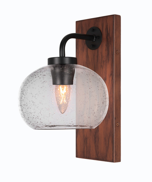 Toltec Lighting - 1771-MBWG-202 - One Light Wall Sconce - Oxbridge - Matte Black & Painted Wood-look Metal
