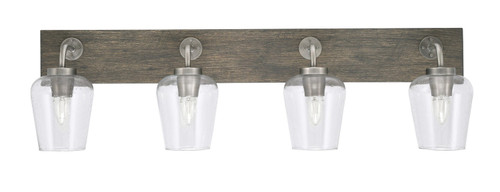 Toltec Lighting - 1774-GPDW-210 - Four Light Bath Bar - Oxbridge - Graphite & Painted Distressed Wood-look Metal
