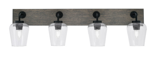 Toltec Lighting - 1774-MBDW-210 - Four Light Bath Bar - Oxbridge - Matte Black & Painted Distressed Wood-look Metal