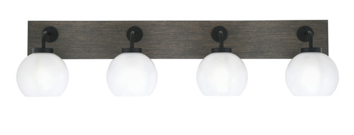 Toltec Lighting - 1774-MBDW-4101 - Four Light Bath Bar - Oxbridge - Matte Black & Painted Distressed Wood-look Metal