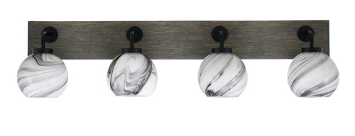 Toltec Lighting - 1774-MBDW-4109 - Four Light Bath Bar - Oxbridge - Matte Black & Painted Distressed Wood-look Metal
