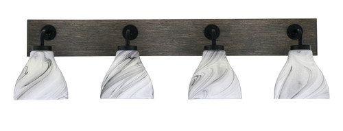 Toltec Lighting - 1774-MBDW-4769 - Four Light Bath Bar - Oxbridge - Matte Black & Painted Distressed Wood-look Metal