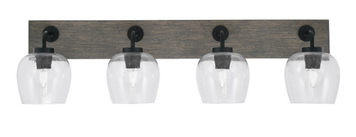 Toltec Lighting - 1774-MBDW-4810 - Four Light Bath Bar - Oxbridge - Matte Black & Painted Distressed Wood-look Metal