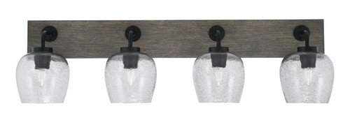 Toltec Lighting - 1774-MBDW-4812 - Four Light Bath Bar - Oxbridge - Matte Black & Painted Distressed Wood-look Metal