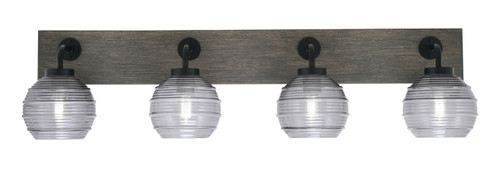 Toltec Lighting - 1774-MBDW-5112 - Four Light Bath Bar - Oxbridge - Matte Black & Painted Distressed Wood-look Metal