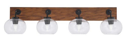 Toltec Lighting - 1774-MBWG-202 - Four Light Bath Bar - Oxbridge - Matte Black & Painted Wood-look Metal