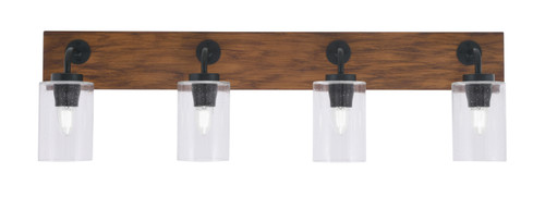 Toltec Lighting - 1774-MBWG-300 - Four Light Bath Bar - Oxbridge - Matte Black & Painted Wood-look Metal