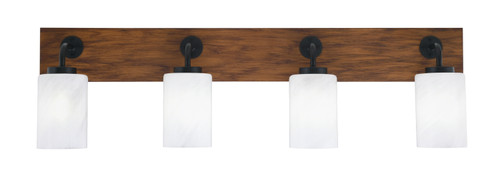 Toltec Lighting - 1774-MBWG-3001 - Four Light Bath Bar - Oxbridge - Matte Black & Painted Wood-look Metal