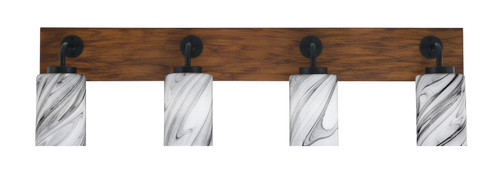 Toltec Lighting - 1774-MBWG-3009 - Four Light Bath Bar - Oxbridge - Matte Black & Painted Wood-look Metal