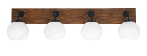 Toltec Lighting - 1774-MBWG-4101 - Four Light Bath Bar - Oxbridge - Matte Black & Painted Wood-look Metal