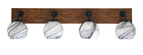 Toltec Lighting - 1774-MBWG-4109 - Four Light Bath Bar - Oxbridge - Matte Black & Painted Wood-look Metal