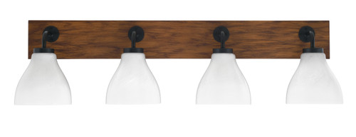 Toltec Lighting - 1774-MBWG-4761 - Four Light Bath Bar - Oxbridge - Matte Black & Painted Wood-look Metal