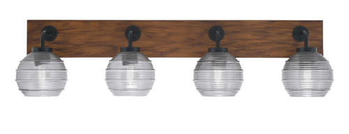 Toltec Lighting - 1774-MBWG-5110 - Four Light Bath Bar - Oxbridge - Matte Black & Painted Wood-look Metal