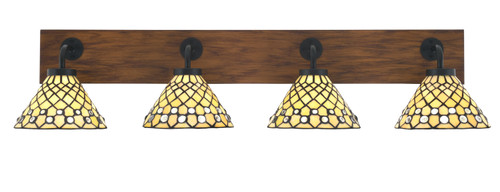 Toltec Lighting - 1774-MBWG-9415 - Four Light Bath Bar - Oxbridge - Matte Black & Painted Wood-look Metal