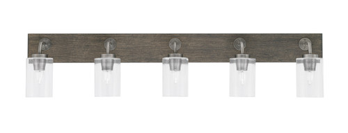 Toltec Lighting - 1775-GPDW-300 - Five Light Bath Bar - Oxbridge - Graphite & Painted Distressed Wood-look Metal