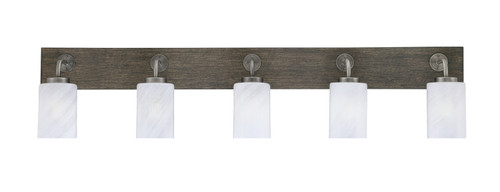 Toltec Lighting - 1775-GPDW-3001 - Five Light Bath Bar - Oxbridge - Graphite & Painted Distressed Wood-look Metal