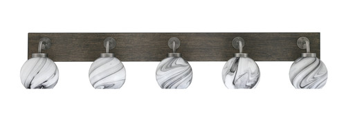 Toltec Lighting - 1775-GPDW-4109 - Five Light Bath Bar - Oxbridge - Graphite & Painted Distressed Wood-look Metal
