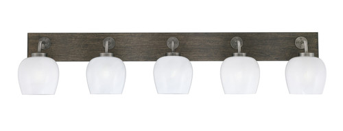 Toltec Lighting - 1775-GPDW-4811 - Five Light Bath Bar - Oxbridge - Graphite & Painted Distressed Wood-look Metal