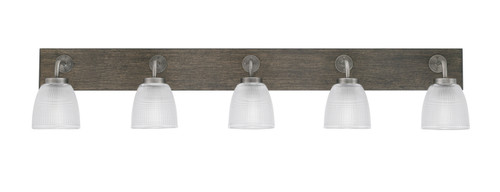Toltec Lighting - 1775-GPDW-500 - Five Light Bath Bar - Oxbridge - Graphite & Painted Distressed Wood-look Metal