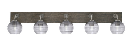 Toltec Lighting - 1775-GPDW-5112 - Five Light Bath Bar - Oxbridge - Graphite & Painted Distressed Wood-look Metal