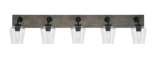 Toltec Lighting - 1775-MBDW-210 - Five Light Bath Bar - Oxbridge - Matte Black & Painted Distressed Wood-look Metal