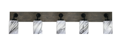 Toltec Lighting - 1775-MBDW-3009 - Five Light Bath Bar - Oxbridge - Matte Black & Painted Distressed Wood-look Metal