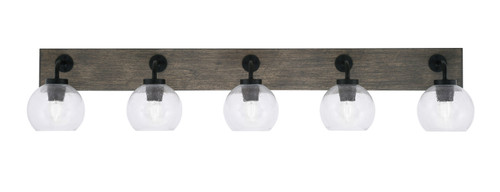 Toltec Lighting - 1775-MBDW-4100 - Five Light Bath Bar - Oxbridge - Matte Black & Painted Distressed Wood-look Metal