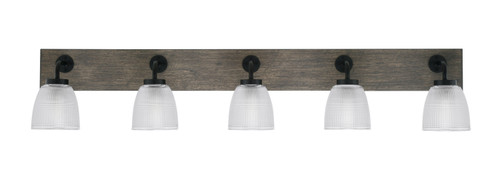 Toltec Lighting - 1775-MBDW-500 - Five Light Bath Bar - Oxbridge - Matte Black & Painted Distressed Wood-look Metal