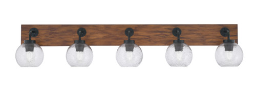 Toltec Lighting - 1775-MBWG-4102 - Five Light Bath Bar - Oxbridge - Matte Black & Painted Wood-look Metal