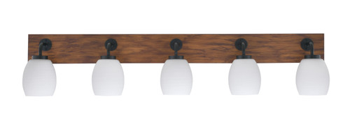 Toltec Lighting - 1775-MBWG-615 - Five Light Bath Bar - Oxbridge - Matte Black & Painted Wood-look Metal