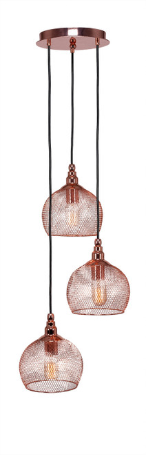 Toltec Lighting - 1816-CP-1802-AT14 - Three Light Cluster Pendalier - Plexus - Copper