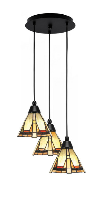 Toltec Lighting - 1818-MB-9345 - Three Light Pendalier - Array - Matte Black