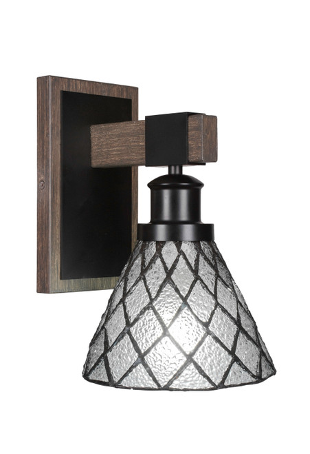 Toltec Lighting - 1841-MBDW-9185 - One Light Wall Sconce - Tacoma - Matte Black & Painted Distressed Wood-look