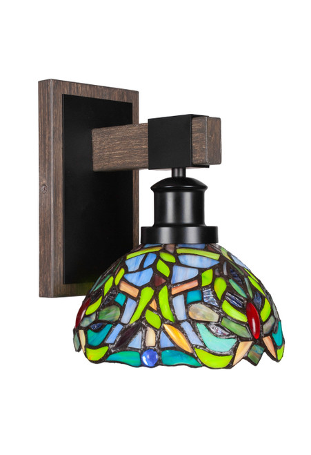 Toltec Lighting - 1841-MBDW-9905 - One Light Wall Sconce - Tacoma - Matte Black & Painted Distressed Wood-look