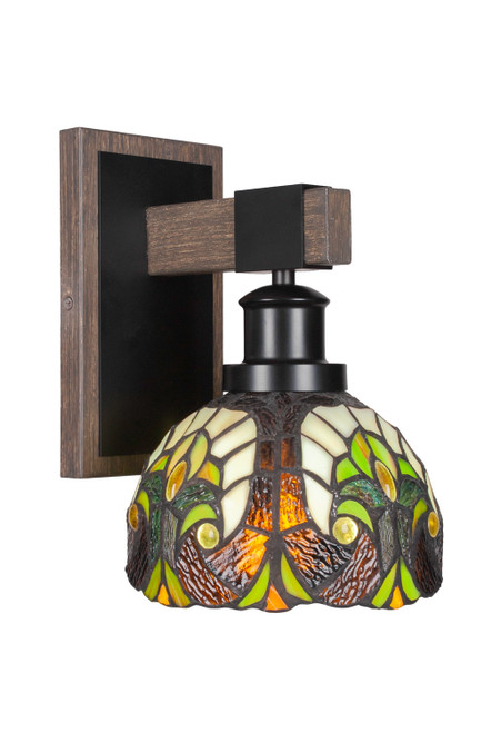 Toltec Lighting - 1841-MBDW-9945 - One Light Wall Sconce - Tacoma - Matte Black & Painted Distressed Wood-look