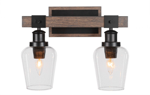Toltec Lighting - 1842-MBDW-210 - Two Light Bath Bar - Tacoma - Matte Black & Painted Distressed Wood-look Metal