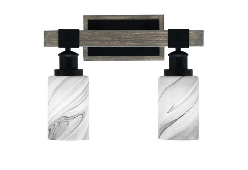 Toltec Lighting - 1842-MBDW-3009 - Two Light Bath Bar - Tacoma - Matte Black & Painted Distressed Wood-look Metal