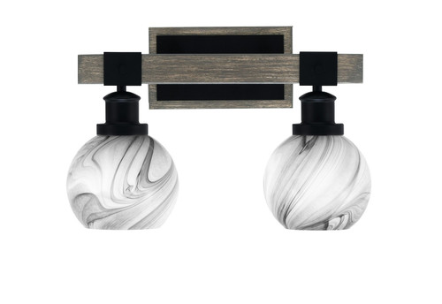 Toltec Lighting - 1842-MBDW-4109 - Two Light Bath Bar - Tacoma - Matte Black & Painted Distressed Wood-look Metal
