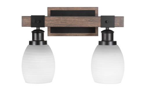 Toltec Lighting - 1842-MBDW-615 - Two Light Bath Bar - Tacoma - Matte Black & Painted Distressed Wood-look Metal
