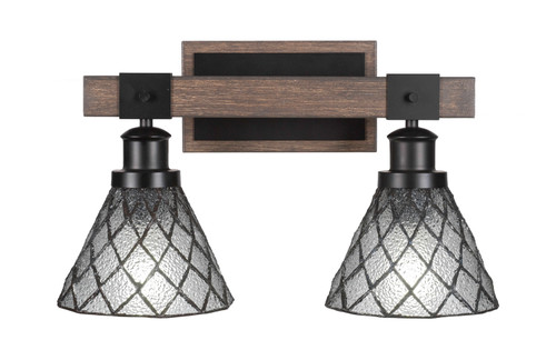 Toltec Lighting - 1842-MBDW-9185 - Two Light Bath Bar - Tacoma - Matte Black & Painted Distressed Wood-look Metal