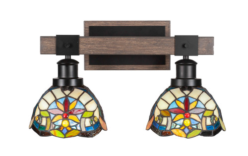 Toltec Lighting - 1842-MBDW-9365 - Two Light Bath Bar - Tacoma - Matte Black & Painted Distressed Wood-look Metal