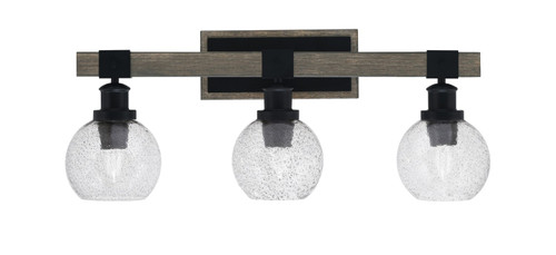 Toltec Lighting - 1843-MBDW-4102 - Three Light Bath Bar - Tacoma - Matte Black & Painted Distressed Wood-look Metal