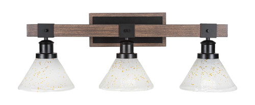 Toltec Lighting - 1843-MBDW-7145 - Three Light Bath Bar - Tacoma - Matte Black & Painted Distressed Wood-look Metal