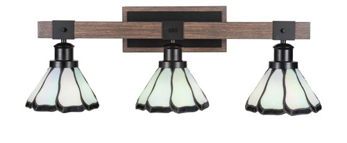 Toltec Lighting - 1843-MBDW-9125 - Three Light Bath Bar - Tacoma - Matte Black & Painted Distressed Wood-look Metal